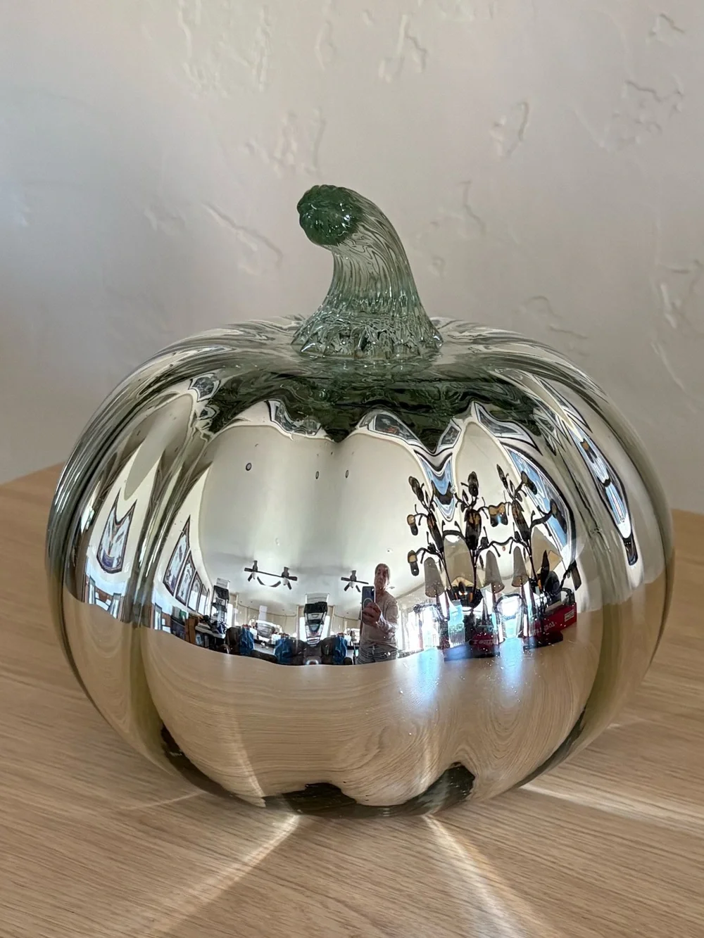 Pottery Barn Handblown Reflective Silver Mercury Glass Pumpkin Large Size NWT